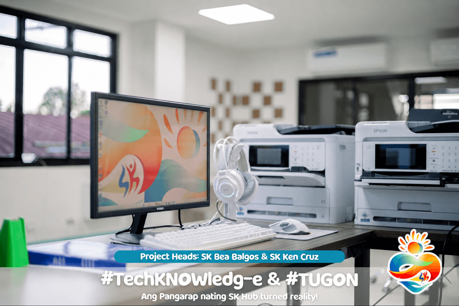 Computers and printers available at the SKMB Hub for TechKNOWledg-e and TUGON